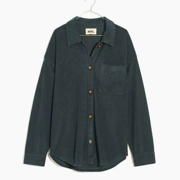 Madewell Brushed Shirt-Jacket Green - Picture 1 of 4
